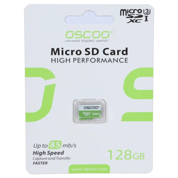 کارت حافظه OSCOO MiscroSDXC با سرعت 85Mb/s U3 و ظرفیت 128 گیگابایت (گارانتی سورین)