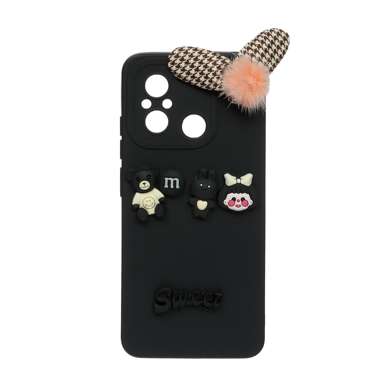 963240 قاب برجسته عروسکی پشمی Sweet مدل Xiaomi Redmi 12C / Redmi 11A / Poco C55 - مشکی - تصویر 1
