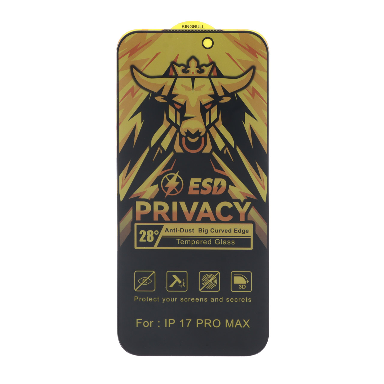 4648360 محافظ صفحه نمایش شیشه ای Full Cover Privacy King Bull - ESD مدل Apple iPhone 17 Pro Max / iPhone 18 Pro Max - تصویر 1